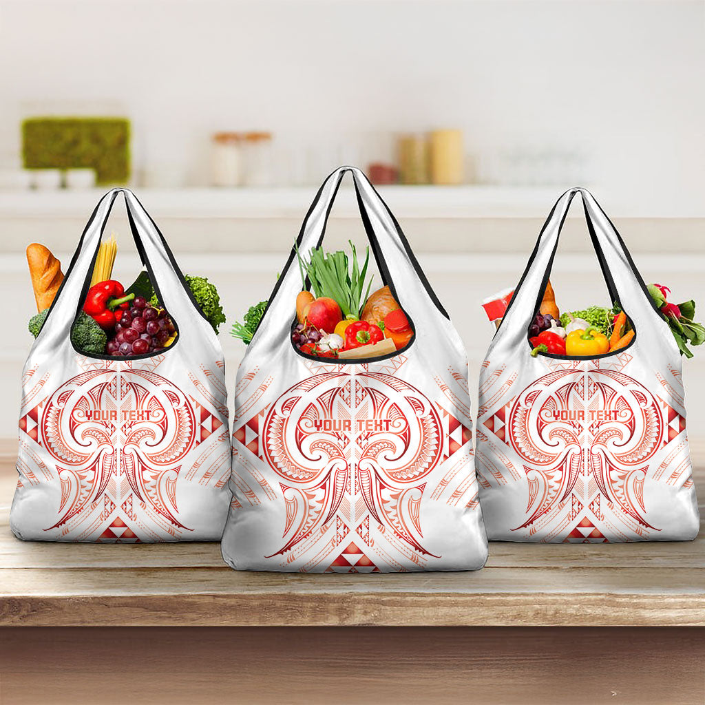 Maori Rugby Custom Ngaru Mangopare Grocery Bag Whero Niho Taniwha Motif LT9 3-pack One Size Red - Polynesian Pride