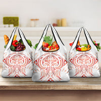 Maori Rugby Custom Ngaru Mangopare Grocery Bag Whero Niho Taniwha Motif LT9 3-pack One Size Red - Polynesian Pride
