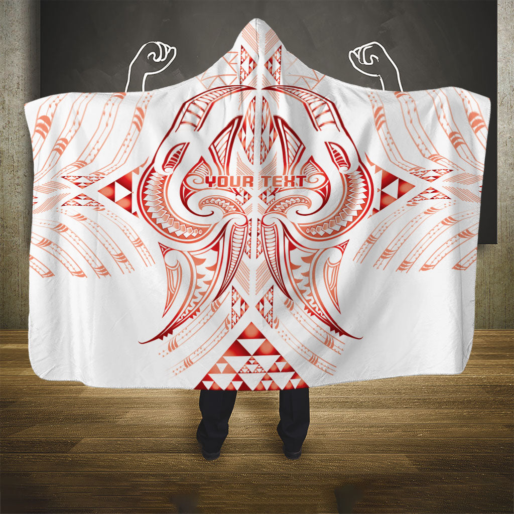 Maori Rugby Custom Ngaru Mangopare Hooded Blanket Whero Niho Taniwha Motif LT9 - Polynesian Pride