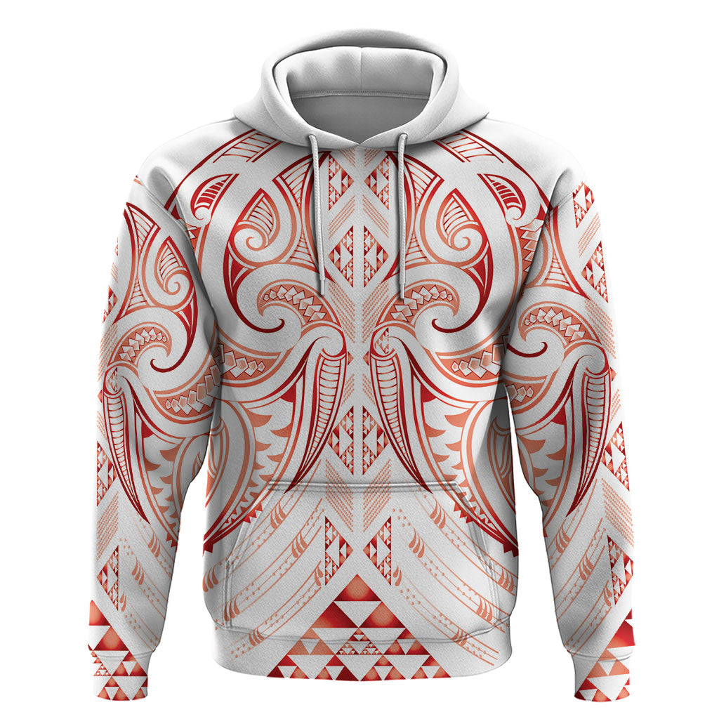 Maori Rugby Custom Ngaru Mangopare Hoodie Whero Niho Taniwha Motif LT9 Pullover Hoodie Red - Polynesian Pride