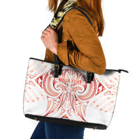 Maori Rugby Custom Ngaru Mangopare Leather Tote Bag Whero Niho Taniwha Motif LT9 Red - Polynesian Pride