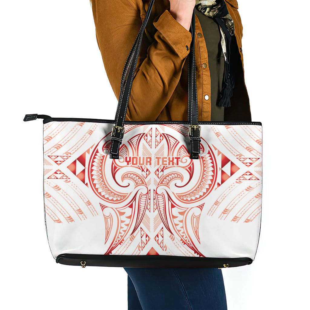 Maori Rugby Custom Ngaru Mangopare Leather Tote Bag Whero Niho Taniwha Motif LT9 - Polynesian Pride
