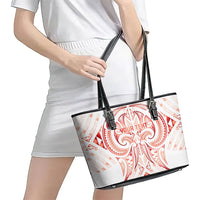 Maori Rugby Custom Ngaru Mangopare Leather Tote Bag Whero Niho Taniwha Motif LT9 - Polynesian Pride