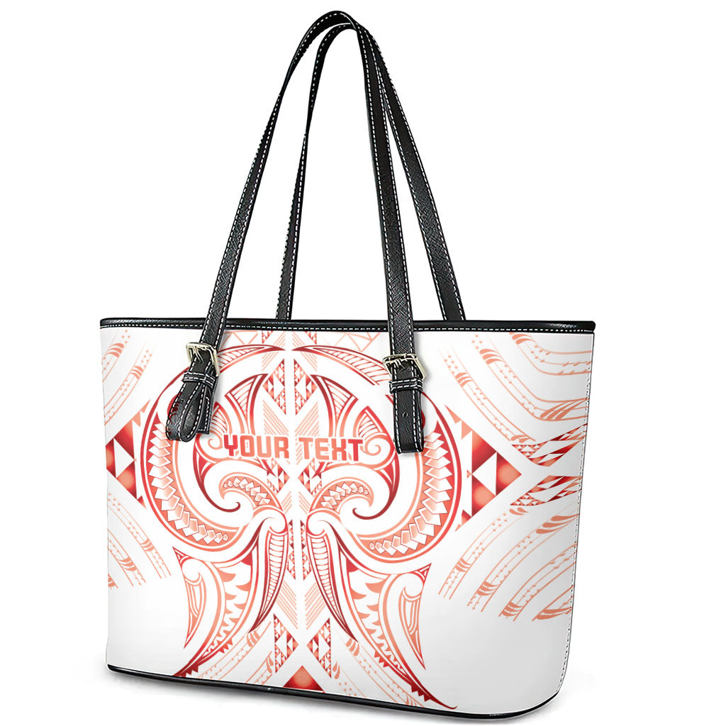 Maori Rugby Custom Ngaru Mangopare Leather Tote Bag Whero Niho Taniwha Motif LT9 - Polynesian Pride
