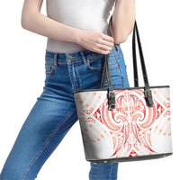 Maori Rugby Custom Ngaru Mangopare Leather Tote Bag Whero Niho Taniwha Motif LT9 - Polynesian Pride