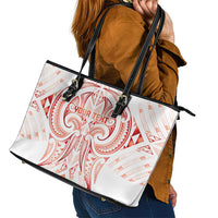 Maori Rugby Custom Ngaru Mangopare Leather Tote Bag Whero Niho Taniwha Motif LT9 - Polynesian Pride