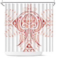 Maori Rugby Custom Ngaru Mangopare Shower Curtain Whero Niho Taniwha Motif LT9 Red - Polynesian Pride