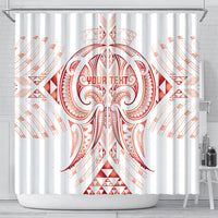 Maori Rugby Custom Ngaru Mangopare Shower Curtain Whero Niho Taniwha Motif LT9 - Polynesian Pride