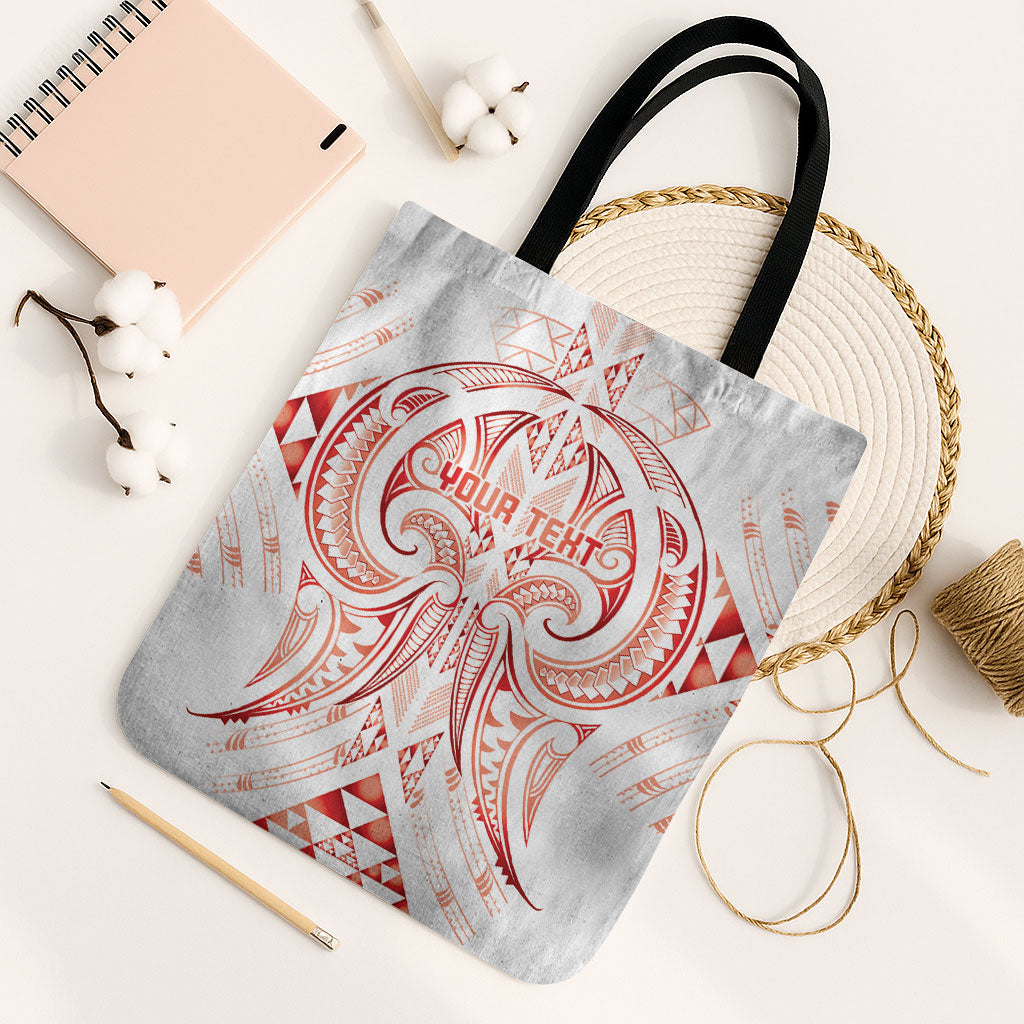 Maori Rugby Custom Ngaru Mangopare Tote Bag Whero Niho Taniwha Motif LT9 Black Strap One Size Red - Polynesian Pride