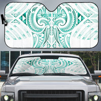 Maori Rugby Custom Ngaru Mangopare Auto Sun Shade Karikiorangi Taniwha Motif LT9 Turquoise - Polynesian Pride