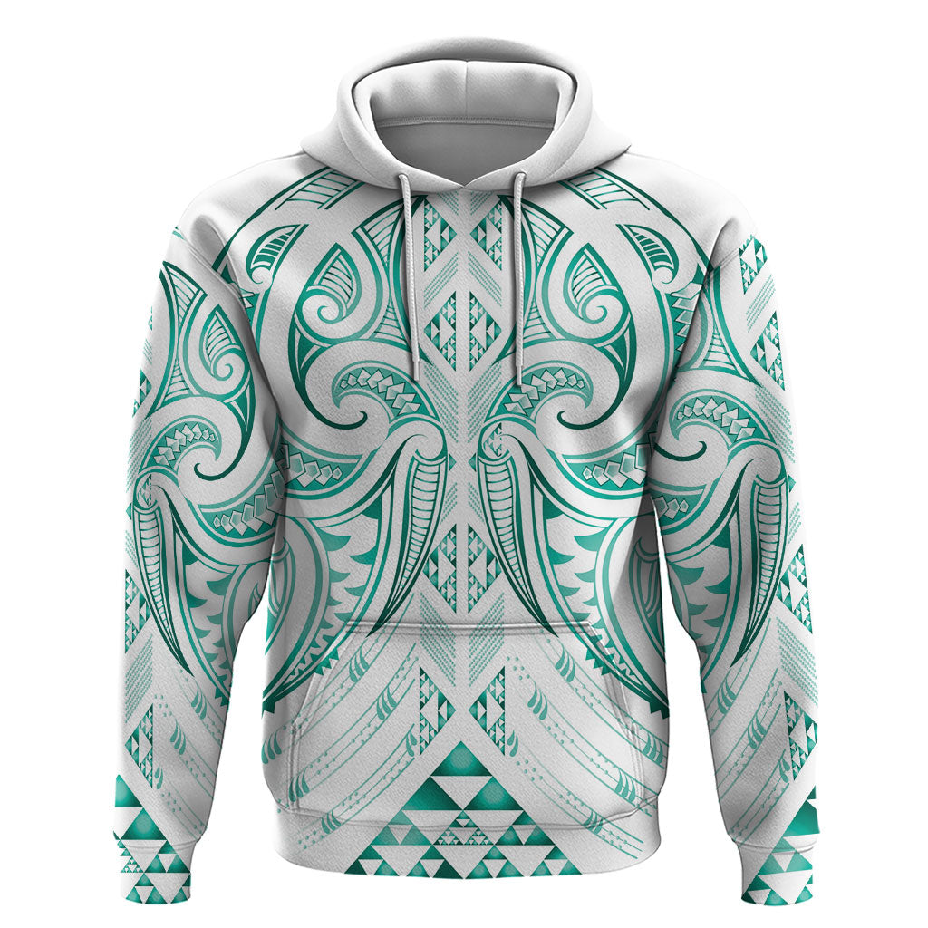 Maori Rugby Custom Ngaru Mangopare Hoodie Karikiorangi Taniwha Motif LT9 Pullover Hoodie Turquoise - Polynesian Pride