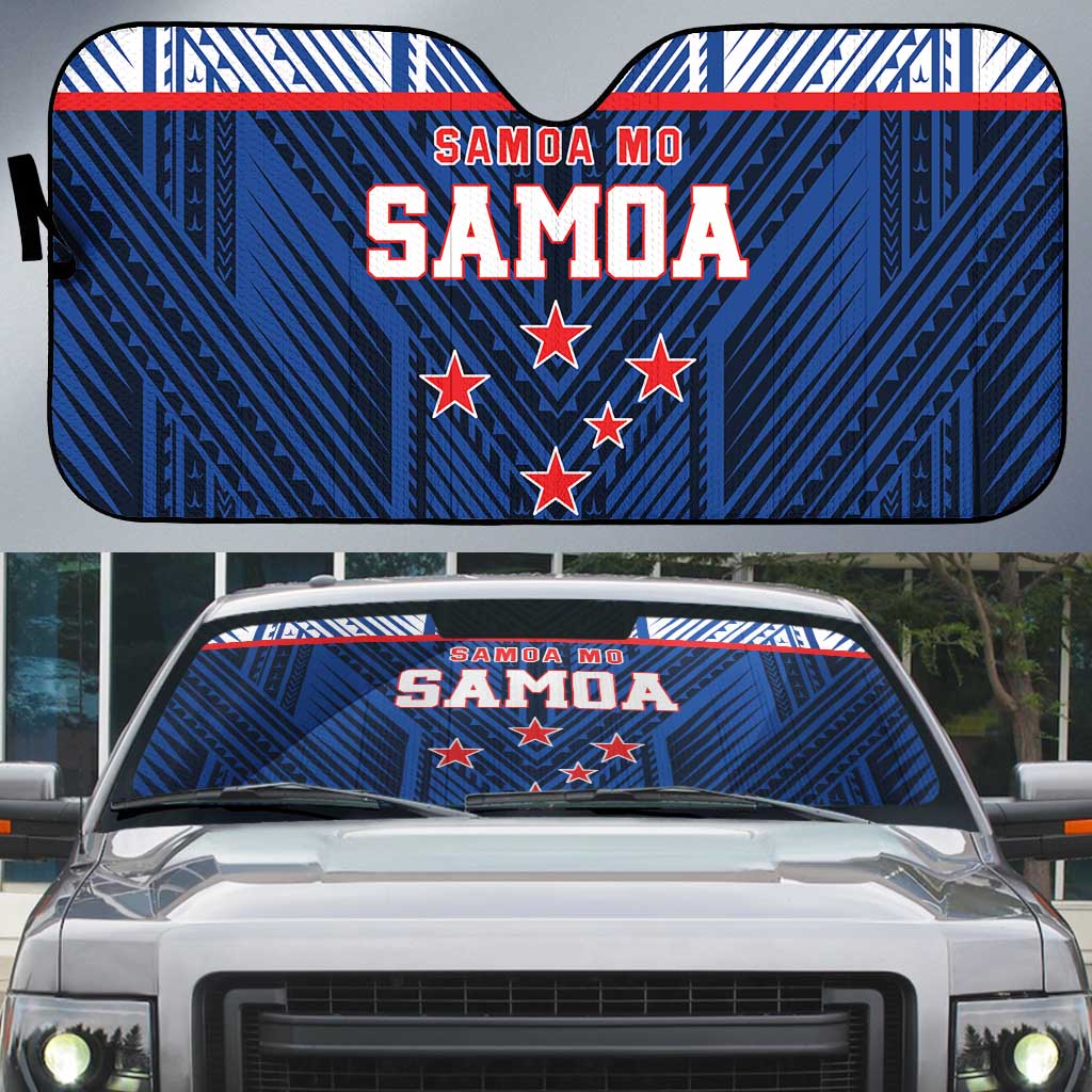 Rugby Toa Samoa Auto Sun Shade Samoa mo Samoa Island Warrior Pride LT9 Blue - Polynesian Pride