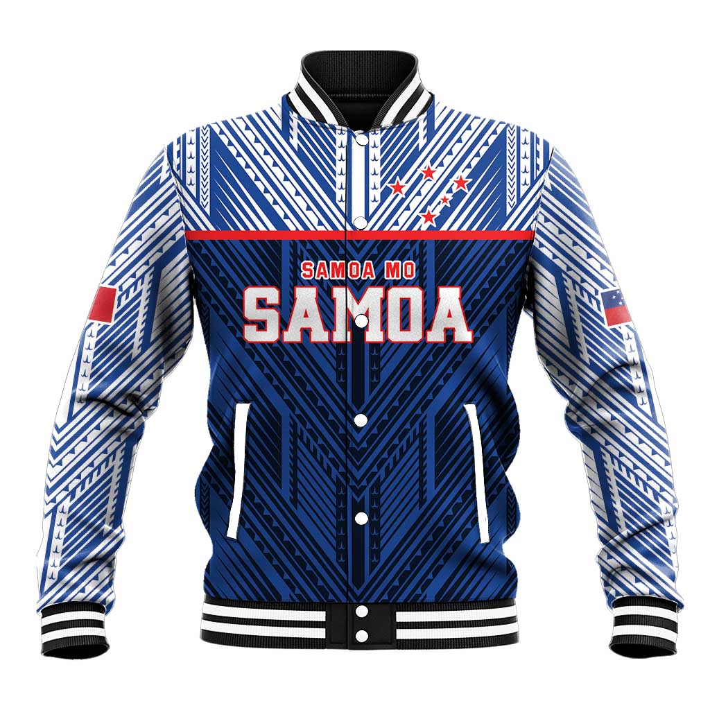 Custom Rugby Toa Samoa Baseball Jacket Samoa mo Samoa Island Warrior Pride LT9 Unisex Blue - Polynesian Pride