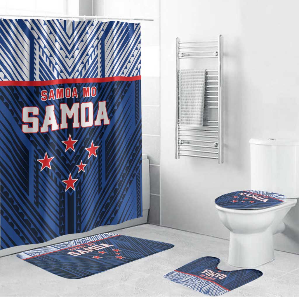 Rugby Toa Samoa Bathroom Set Samoa mo Samoa Island Warrior Pride LT9 Bathroom Set (4 pcs) Blue - Polynesian Pride