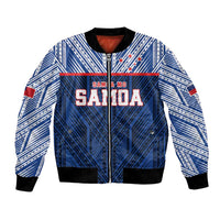 Custom Rugby Toa Samoa Bomber Jacket Samoa mo Samoa Island Warrior Pride LT9 Unisex Blue - Polynesian Pride