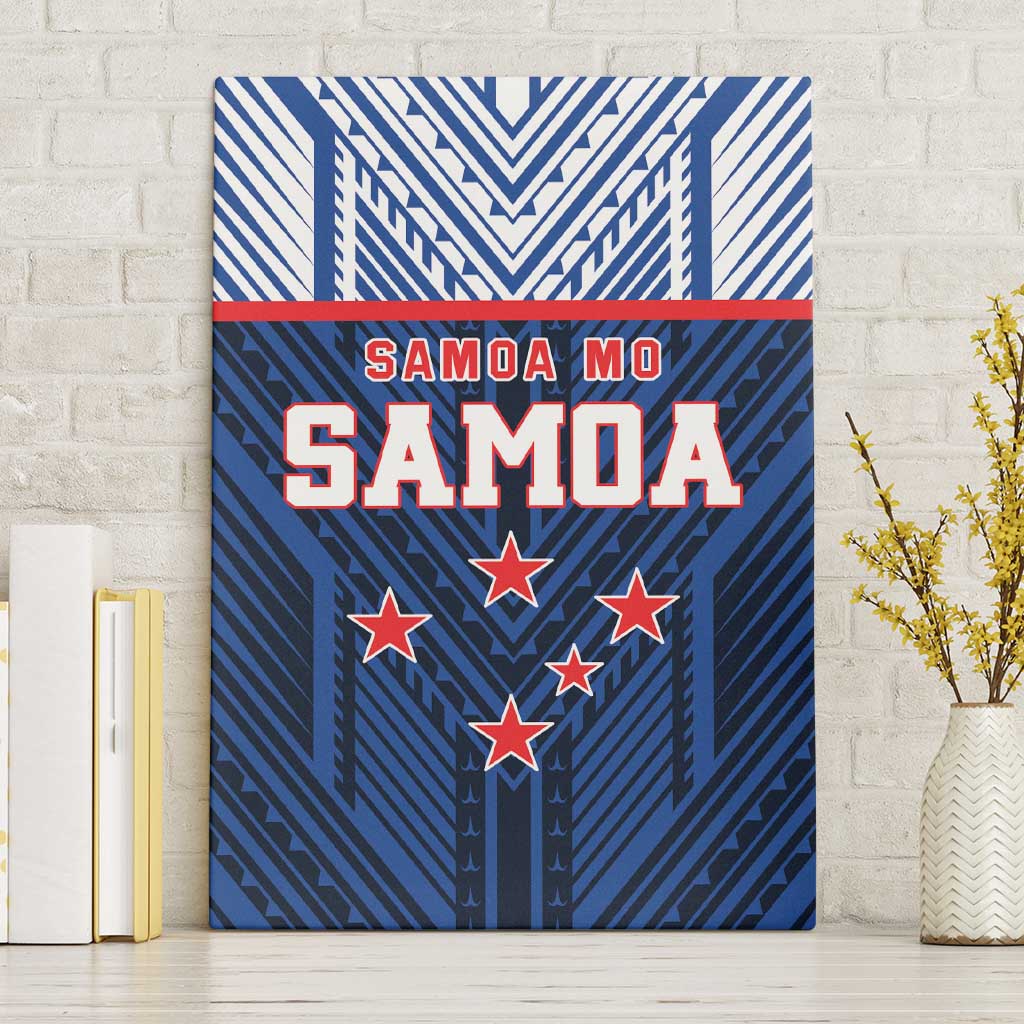 Rugby Toa Samoa Canvas Wall Art Samoa mo Samoa Island Warrior Pride LT9 Without Frame Blue - Polynesian Pride