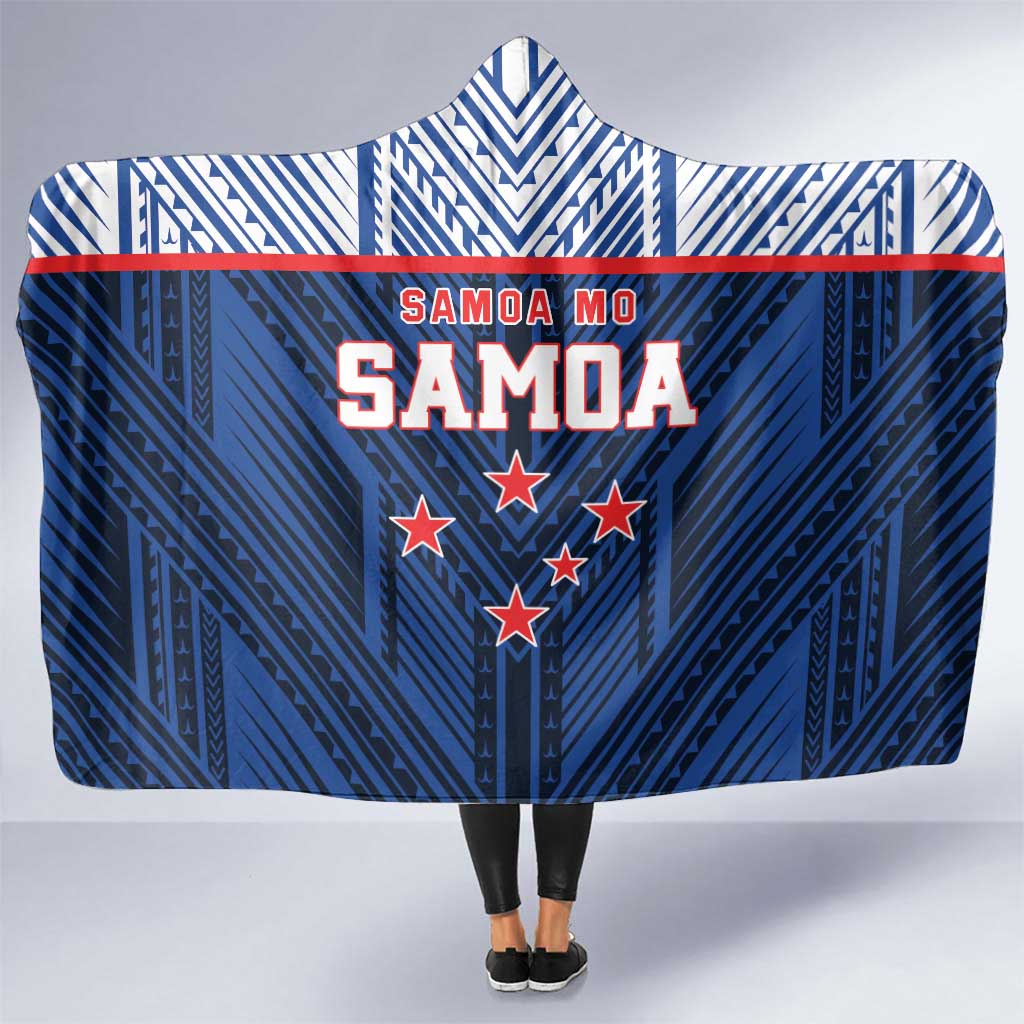 Rugby Toa Samoa Hooded Blanket Samoa mo Samoa Island Warrior Pride LT9 One Size Blue - Polynesian Pride