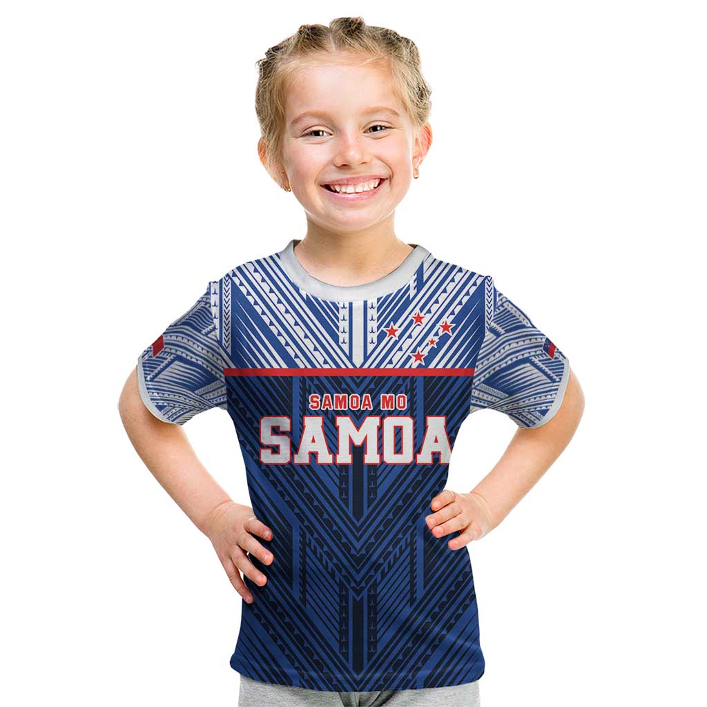 Custom Rugby Toa Samoa Kid T Shirt Samoa mo Samoa Island Warrior Pride LT9 Blue - Polynesian Pride