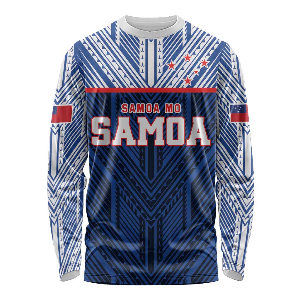 Custom Rugby Toa Samoa Long Sleeve Shirt Samoa mo Samoa Island Warrior Pride LT9 Unisex Blue - Polynesian Pride