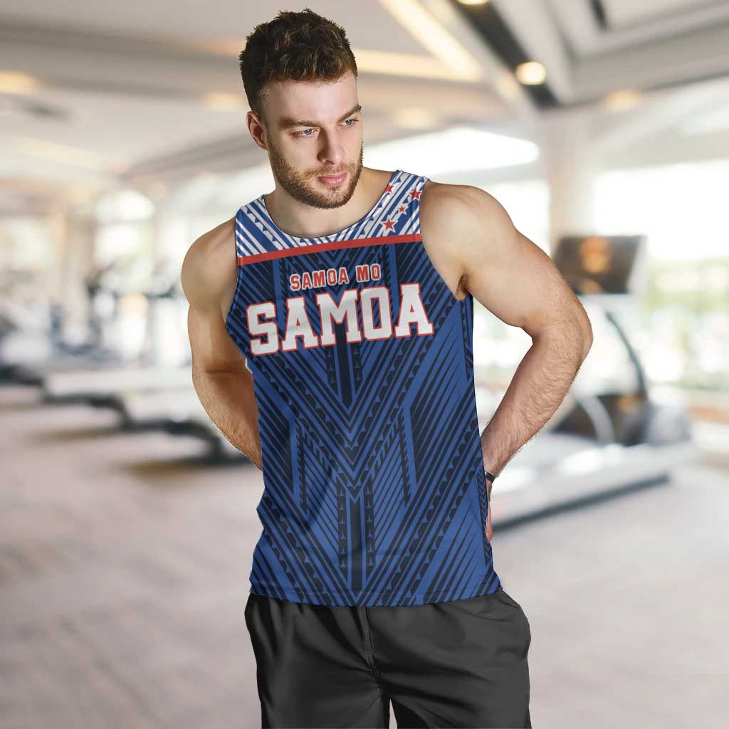 Custom Rugby Toa Samoa Men Tank Top Samoa mo Samoa Island Warrior Pride LT9 Blue - Polynesian Pride
