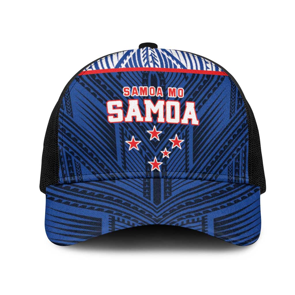 Toa Samoa Rugby Mesh Trucker Cap Samoa mo Samoa Island Warrior Pride LT9 One Size Black Blue - Polynesian Pride