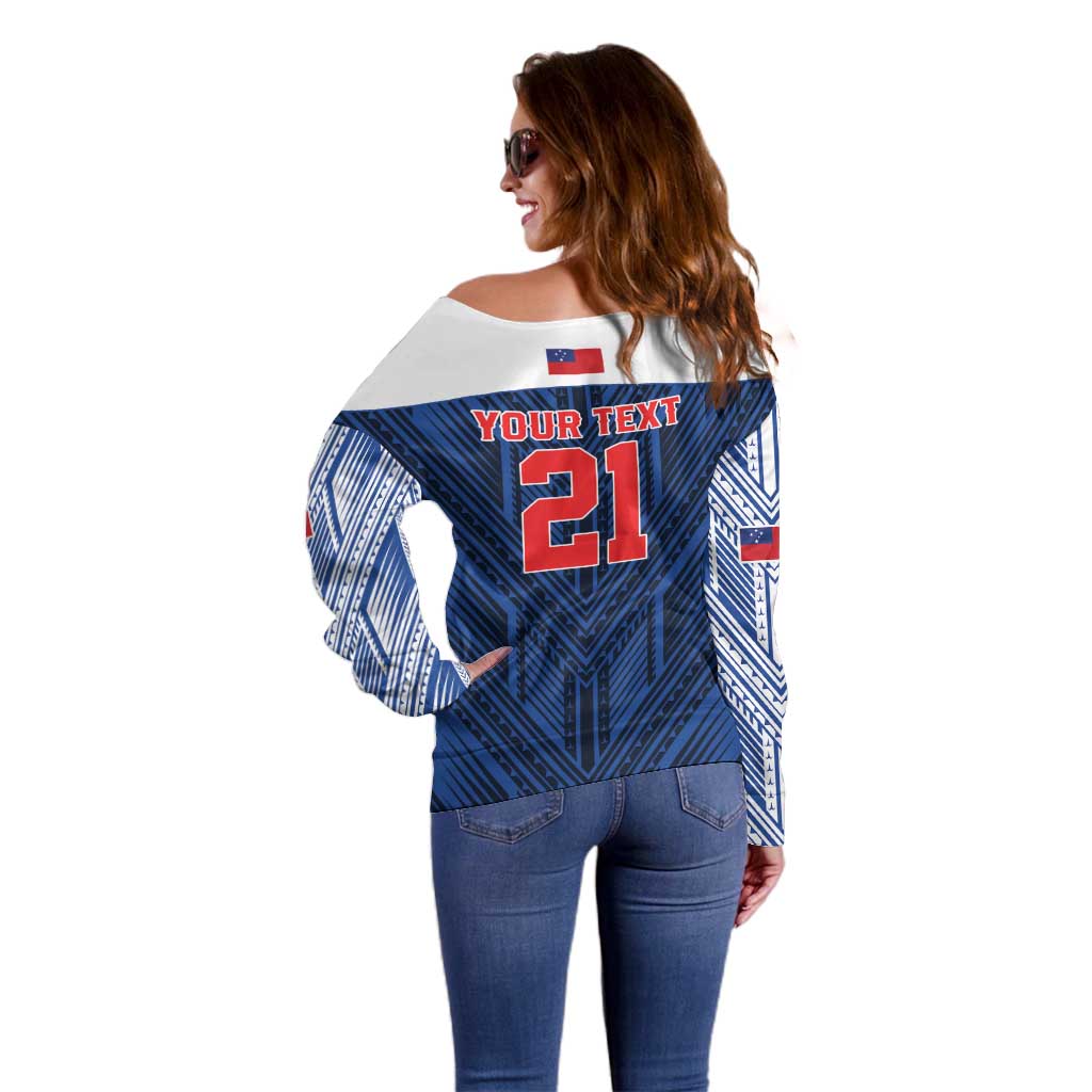 Custom Rugby Toa Samoa Off Shoulder Sweater Samoa mo Samoa Island Warrior Pride LT9 - Polynesian Pride