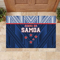Rugby Toa Samoa Rubber Doormat Samoa mo Samoa Island Warrior Pride LT9 Blue - Polynesian Pride