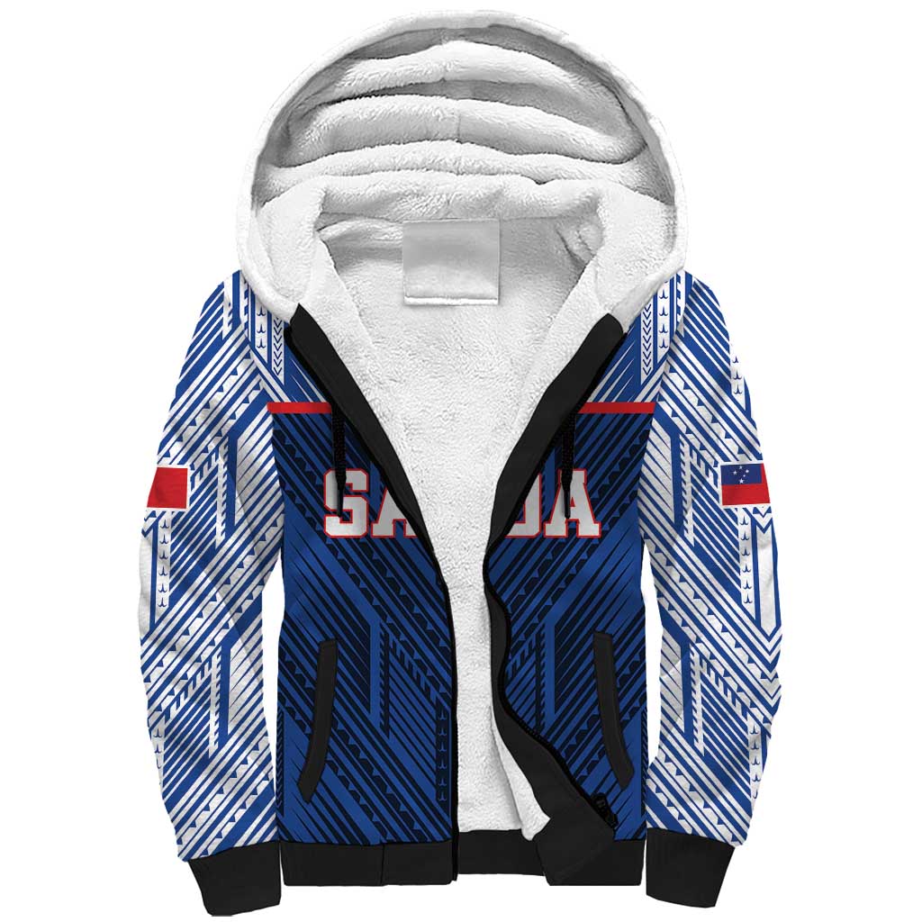 Custom Rugby Toa Samoa Sherpa Hoodie Samoa mo Samoa Island Warrior Pride LT9 Unisex Blue - Polynesian Pride