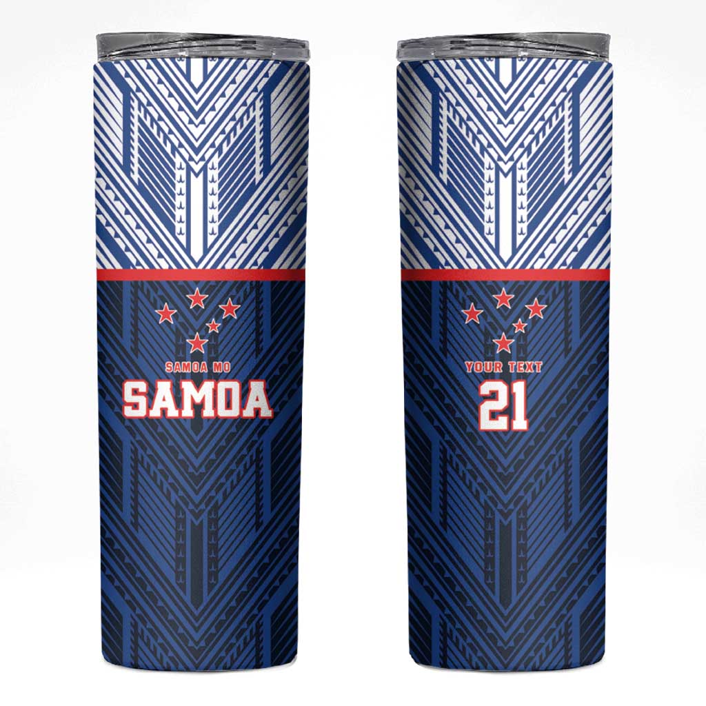 Custom Rugby Toa Samoa Skinny Tumbler Samoa mo Samoa Island Warrior Pride LT9 Blue - Polynesian Pride