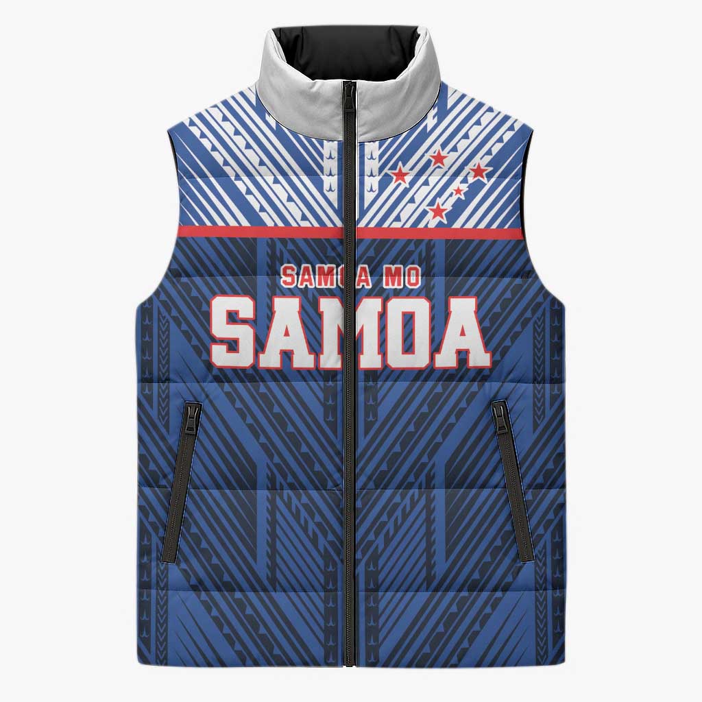 Custom Rugby Toa Samoa Sleeveless Puffer Jacket Samoa mo Samoa Island Warrior Pride LT9 Unisex Blue - Polynesian Pride
