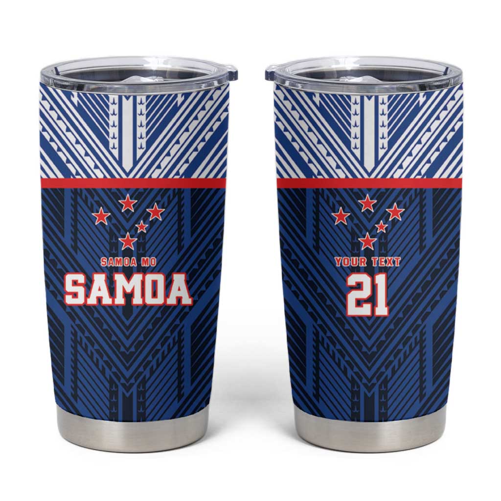 Custom Rugby Toa Samoa Tumbler Cup Samoa mo Samoa Island Warrior Pride LT9 Blue - Polynesian Pride