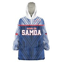 Custom Rugby Toa Samoa Wearable Blanket Hoodie Samoa mo Samoa Island Warrior Pride LT9 One Size Blue - Polynesian Pride