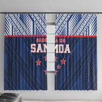 Rugby Toa Samoa Window Curtain Samoa mo Samoa Island Warrior Pride LT9 With Hooks Blue - Polynesian Pride
