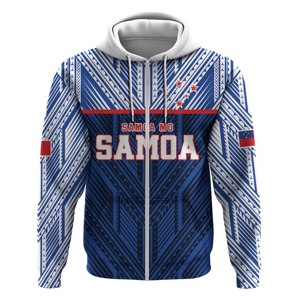 Custom Rugby Toa Samoa Zip Hoodie Samoa mo Samoa Island Warrior Pride LT9 Zip Hoodie Blue - Polynesian Pride