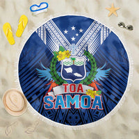 Rugby Toa Samoa Beach Blanket Samoa mo Samoa Strength in Tatau LT9 One Size 150cm Blue - Polynesian Pride
