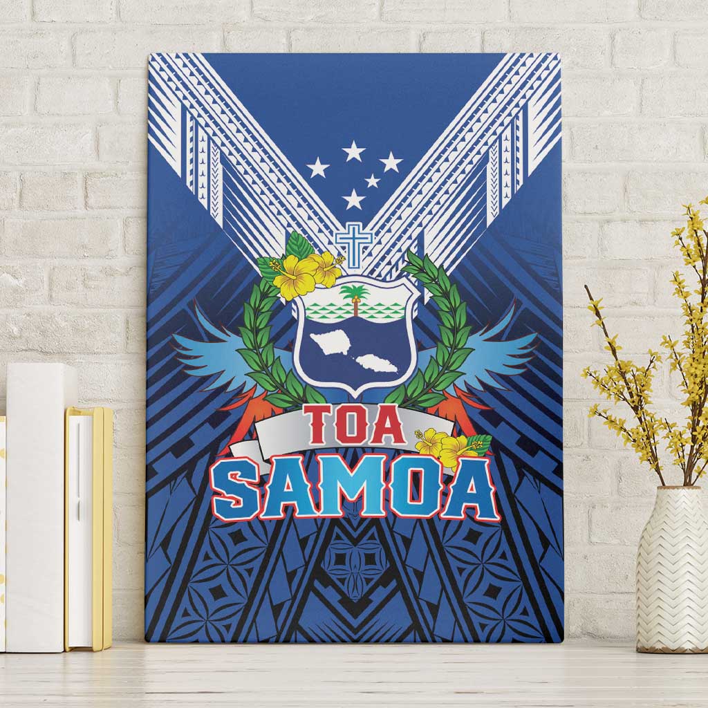 Rugby Toa Samoa Canvas Wall Art Samoa mo Samoa Strength in Tatau LT9 Without Frame Blue - Polynesian Pride