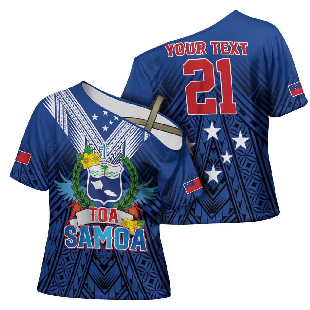 Custom Rugby Toa Samoa Cross Shoulder Shirt Samoa mo Samoa Strength in Tatau LT9 - Polynesian Pride