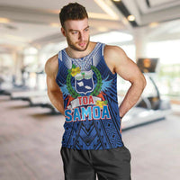 Custom Rugby Toa Samoa Men Tank Top Samoa mo Samoa Strength in Tatau LT9 Blue - Polynesian Pride