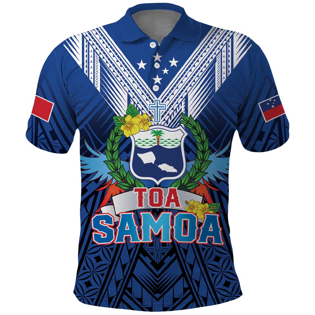 Custom Rugby Toa Samoa Polo Shirt Samoa mo Samoa Strength in Tatau LT9 Blue - Polynesian Pride