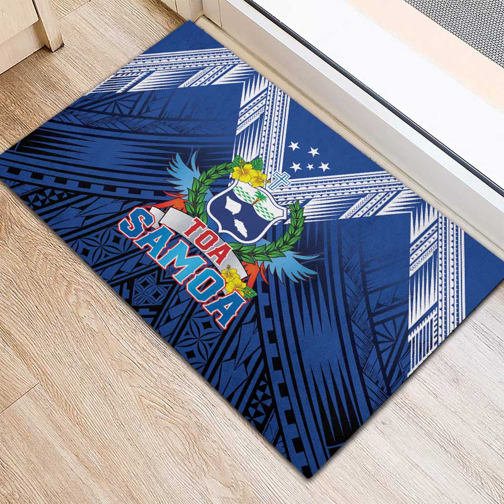 Rugby Toa Samoa Rubber Doormat Samoa mo Samoa Strength in Tatau LT9 - Polynesian Pride