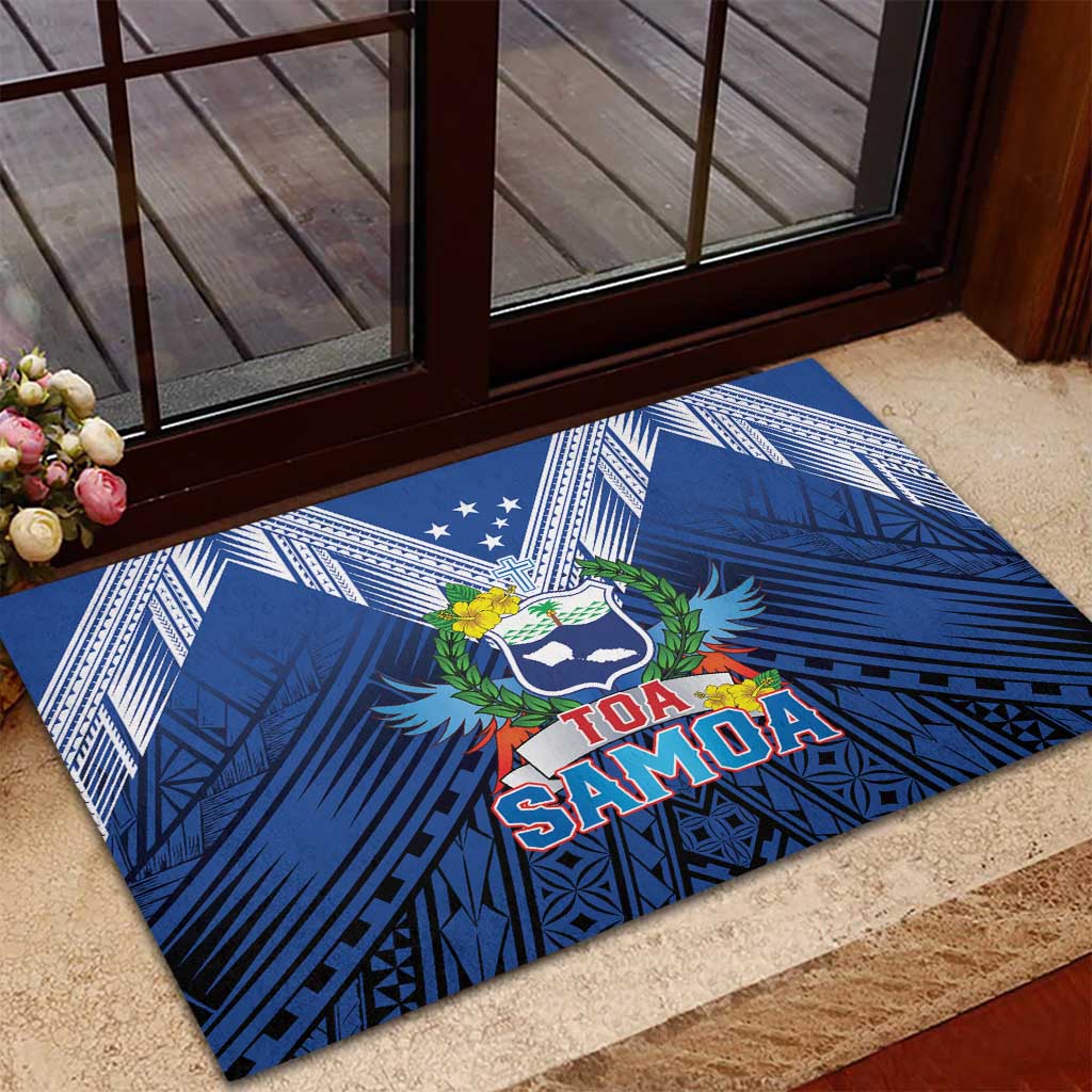 Rugby Toa Samoa Rubber Doormat Samoa mo Samoa Strength in Tatau LT9 - Polynesian Pride