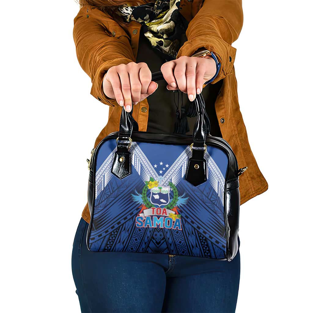 Rugby Toa Samoa Shoulder Handbag Samoa mo Samoa Strength in Tatau LT9 One Size Blue - Polynesian Pride