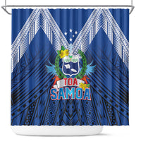 Rugby Toa Samoa Shower Curtain Samoa mo Samoa Strength in Tatau LT9 Blue - Polynesian Pride
