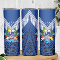 Custom Rugby Toa Samoa Skinny Tumbler Samoa mo Samoa Strength in Tatau LT9 - Polynesian Pride