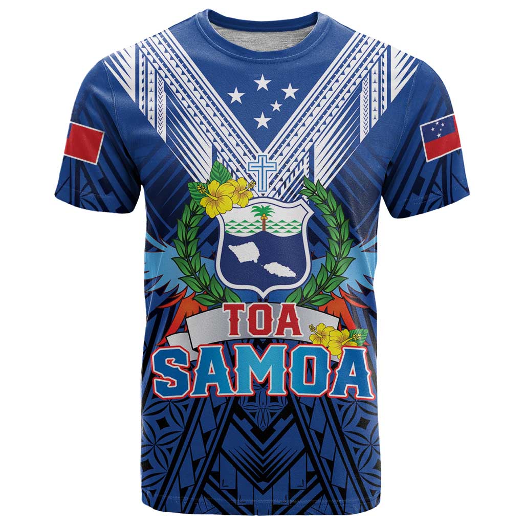 Custom Rugby Toa Samoa T Shirt Samoa mo Samoa Strength in Tatau LT9 Blue - Polynesian Pride