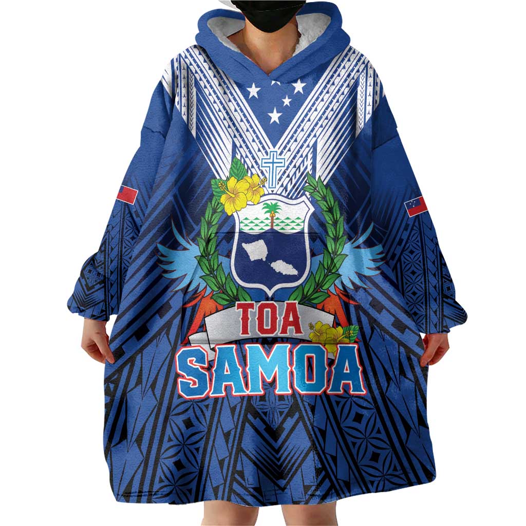 Custom Rugby Toa Samoa Wearable Blanket Hoodie Samoa mo Samoa Strength in Tatau LT9 - Polynesian Pride