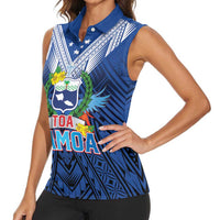 Custom Rugby Toa Samoa Women Sleeveless Polo Shirt Samoa mo Samoa Strength in Tatau LT9 - Polynesian Pride