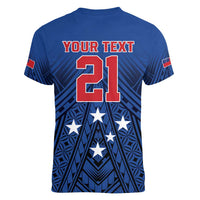 Custom Rugby Toa Samoa Women V-Neck T-Shirt Samoa mo Samoa Strength in Tatau LT9 - Polynesian Pride