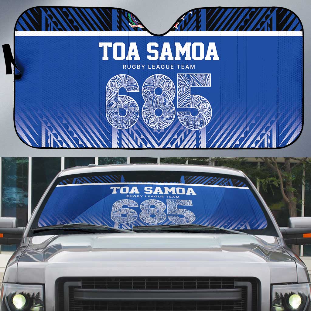 Toa Samoa 685 Auto Sun Shade Uso Aso Uma For Life For Samoa LT9 Blue - Polynesian Pride