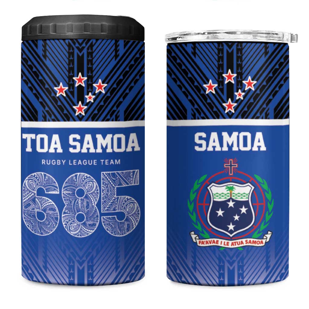 Toa Samoa 685 4 in 1 Can Cooler Tumbler Uso Aso Uma For Life For Samoa LT9 One Size: 16 oz Blue - Polynesian Pride